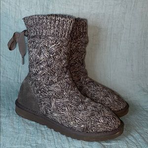 UGG Isla Gray Crochet Sweater Boots 1008840